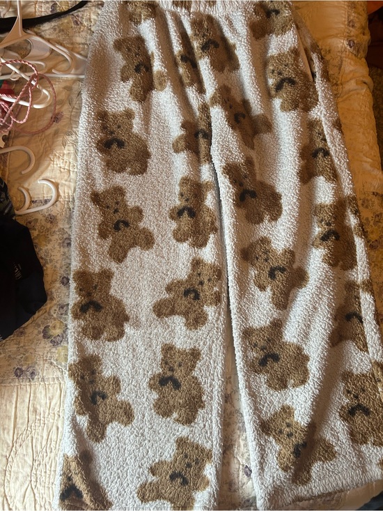 SHEIN Pants - SHEIN White Fluffy Teddy Bear Pajama Pants Size M